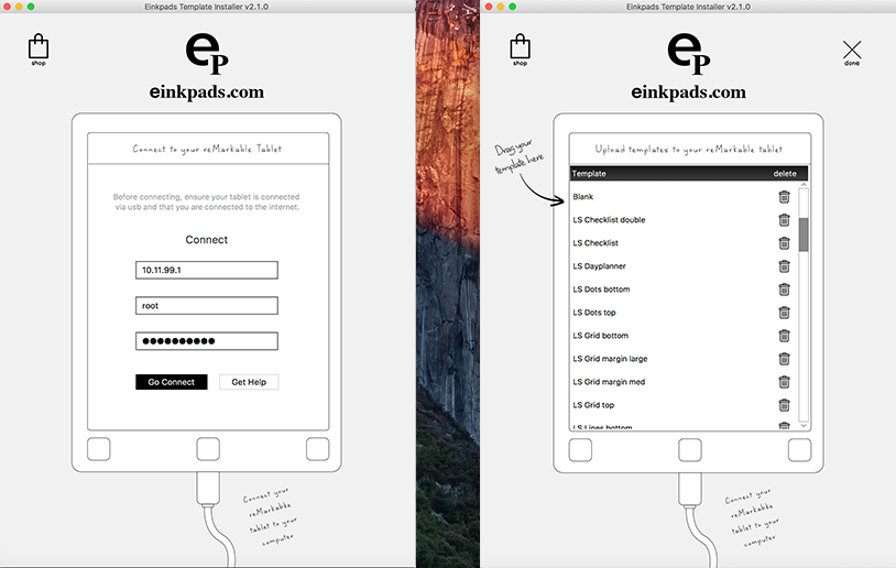 Download the ReMarkable template installer for apple and windows